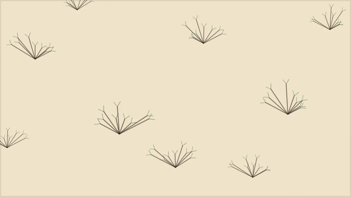 Close-up illustration of dry juniper and sagebrush brush, flat sign-painter style, no flame.